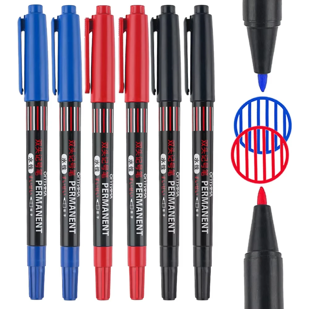 20Pcs/Set Black/Blue/Red Double Tip Markers For Metal Pen Waterproof Bathroom Woodworking Decoration Multi-Purpose Dot Markers