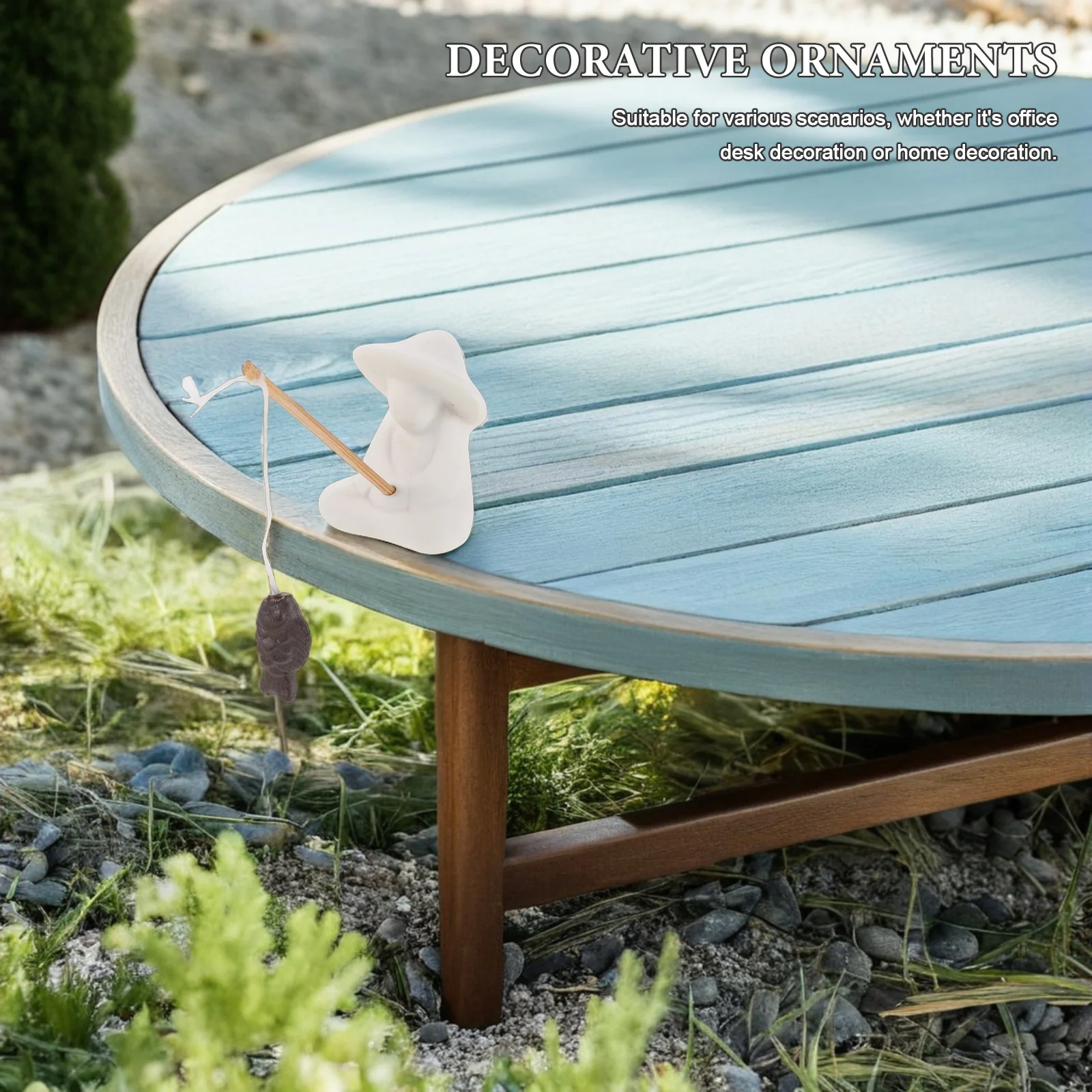 

Vintage Old Man Fishing Sculpture Mini Ceramic Fisherman Ornament for Aquarium Fish Tank Desk Decoration Fisherman Adornment