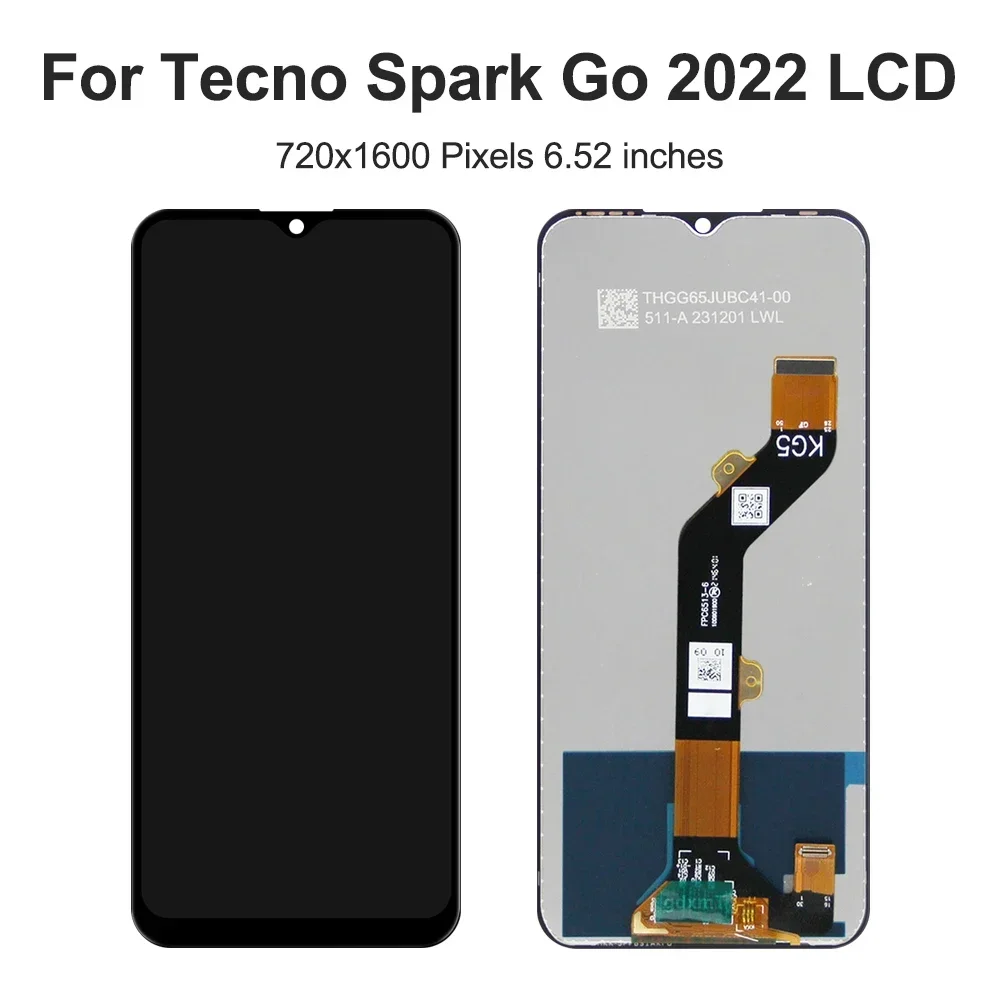 For Tecno Spark Go 2024 BG6 For Tecno Spark Go 2022 2023 KG5 BF7n LCD Display Touch Screen Digitizer Assembly Replacement