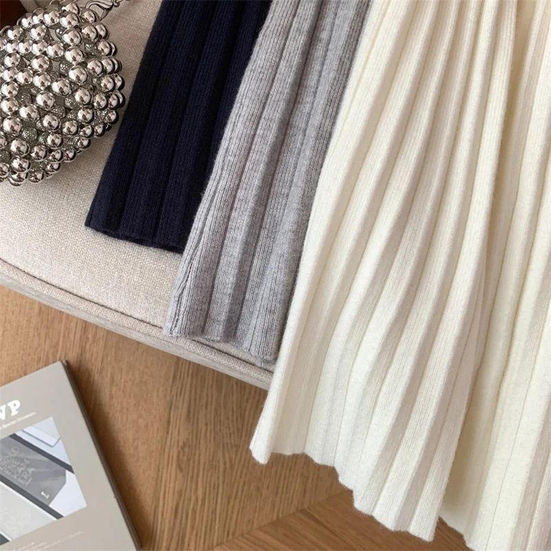 Frauen Rock Solide Einfache Elegante Kurzen Rock Beige Grau A-Line Hohe Taille Koreanische Sexy Mini Rock Plissee Herbst Winter