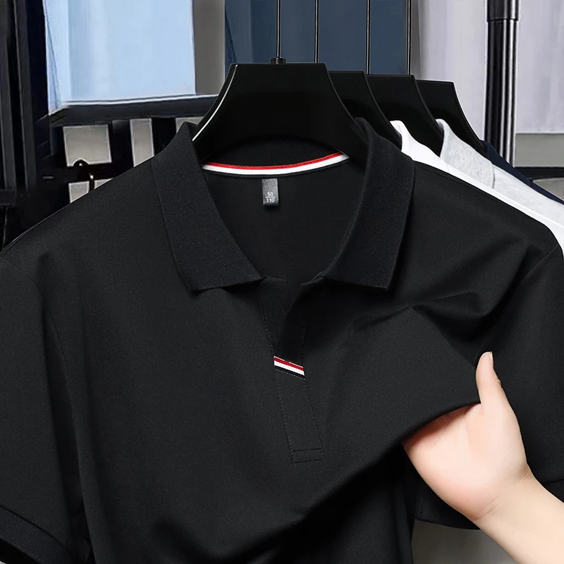 Luxury Man Short-Sleeved Polo Shirt Lapel Scissor Collar Korean-Style Spring New T-Shirt Ventilate Fashion Casual Men's Clothing