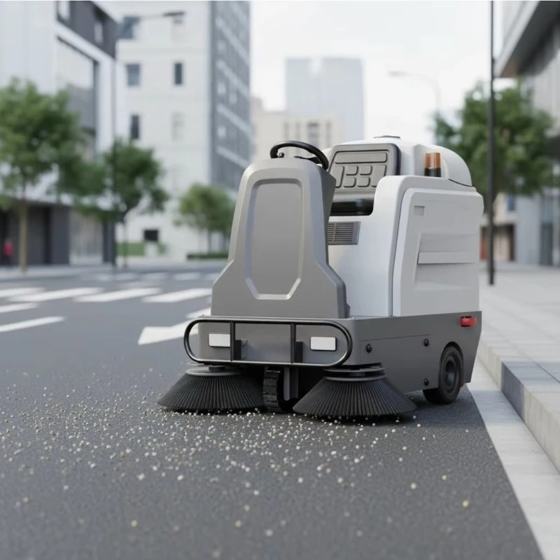 Best Price Battery-powered Compact Ride-on Sweeper Road Cleaner Machine 1200mm Cleaning Width Self-Propelled for