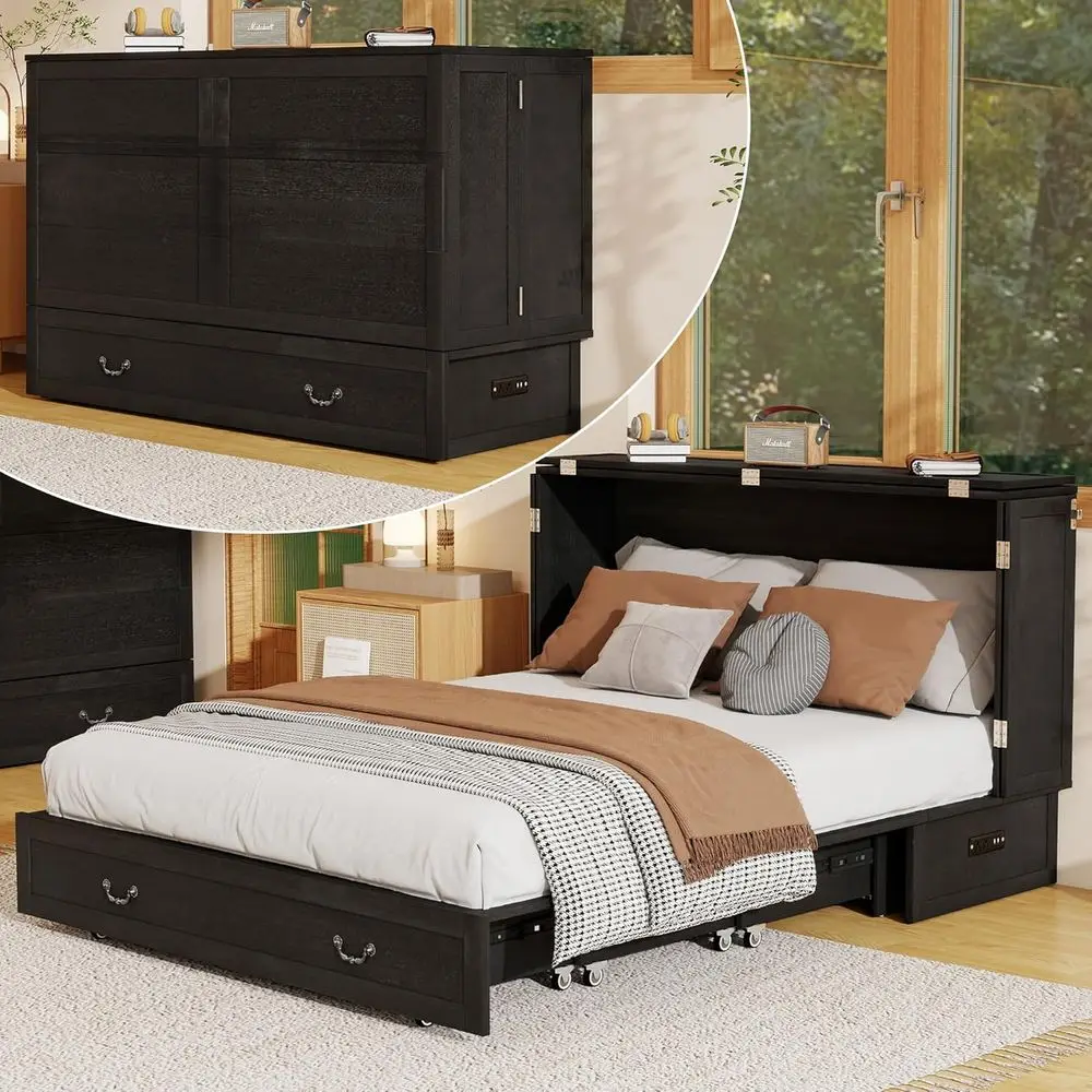 

Компактная кровать-трансформер (кровать Мерфи) размера «queen-size» с USB-портами и вместительным хранением, цвет «эспрессо-коричневый»