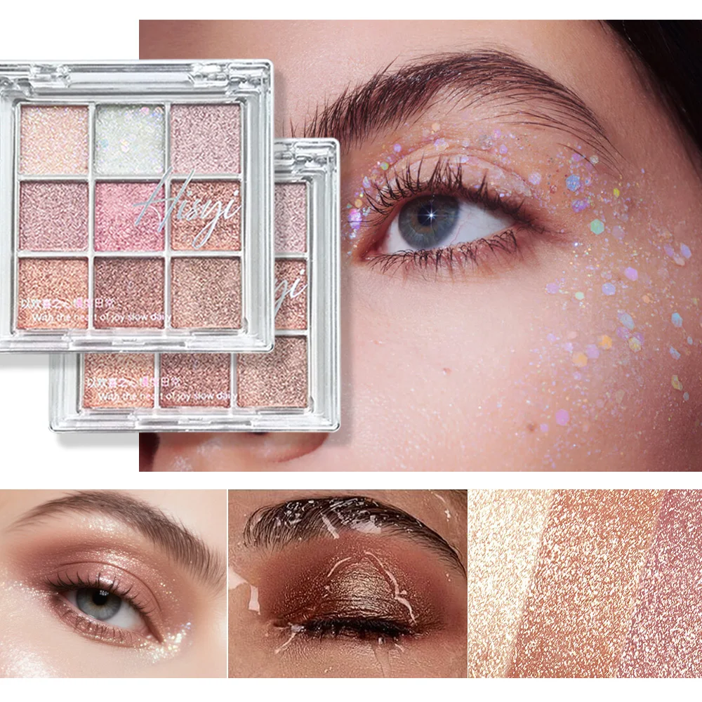 パールのような微細なグリッターハイライター、まばゆいスマートアイシャドウパレット。長時間持続する発色、汗や水に強い。