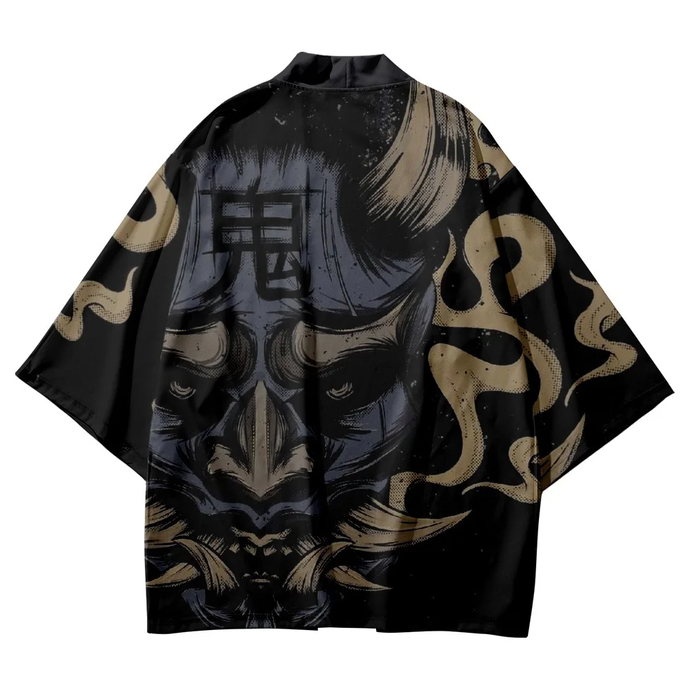 

Fashion Anime Demon Print Cosplay Cardigan Haori Beach Yukata Traditional Kimono Japanese Streetwear Women Men Shirts