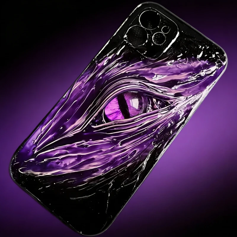 

3D Purple Dragon Eye Phone Case for IPhone 17Pro Max Creative Cthulhu Mythos Design Custom Unique Dark Aesthetic Resin Cover