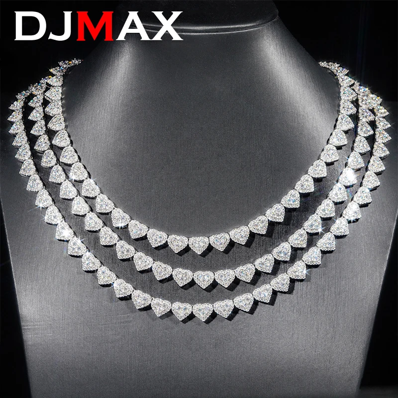 [Big Factory] Unisex Moissanite Tennis Chain For Women Original 925 Sterling Silver Heart Man Moissanite Bracelet Chain Hip hop