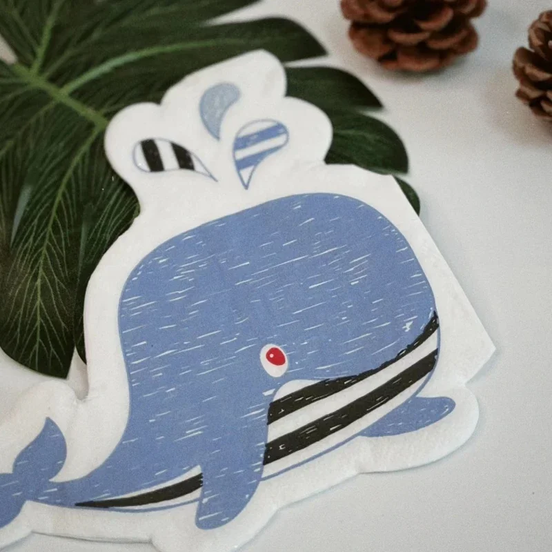 Children\'s Cartoon Whale Shaped Colourful Printed Napkin Decorative Paper Napkin Mouth Cloth Birthday Party Dessert Placemats