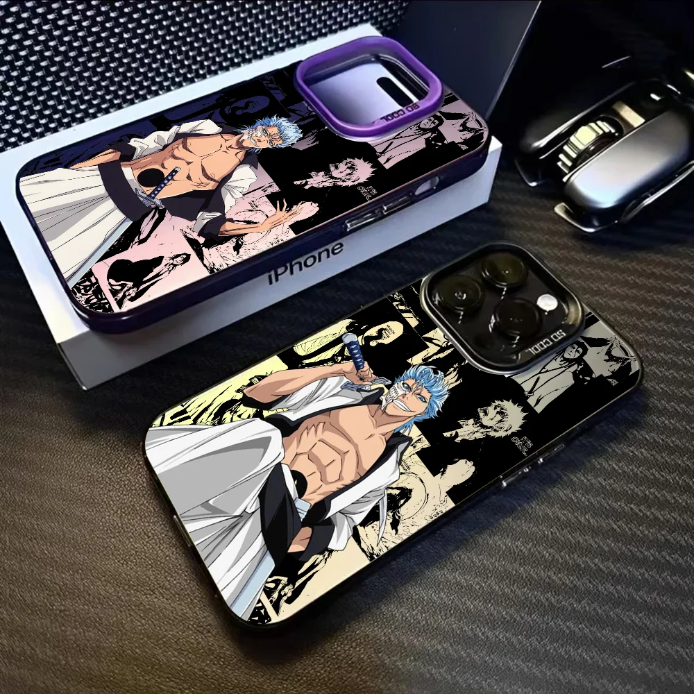 B-Bleach Anime G-Grimmjow Phone Case For iPhone 16 15 14 13 12 11 Pro Max Black Purple Matte Laser Metallic Aurora Funda