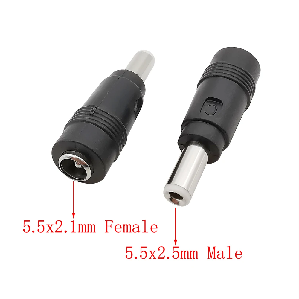 5/2/1szt DC żeńskie 5,5x2,1mm do męskiego 5,5mm x 2,5 mm DC Wtyczka zasilania Złącze typu jack Konwerter Beczka Adapter Wtyczki Złącza