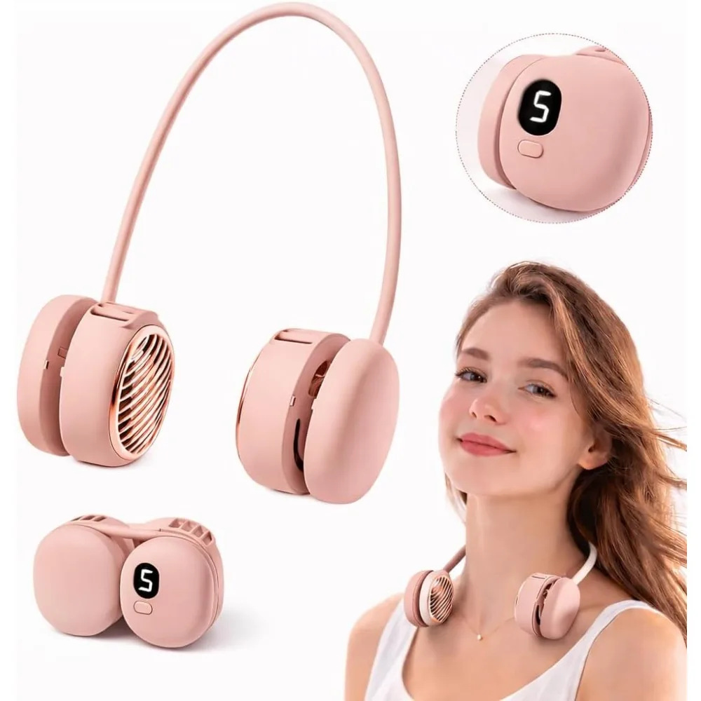 

Hands Free Rechargeable Neck Fan 5 Speed Foldable 360 Degree Lightweight for Travel Home Office Outdoor