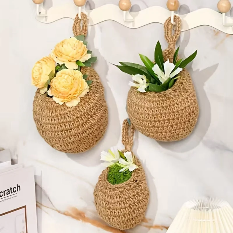 Handwoven Hanging Wall Fruit Vegetable Basket Organizer Container Decor for Kitchen Garden Mount Wall Flower Storage Retail