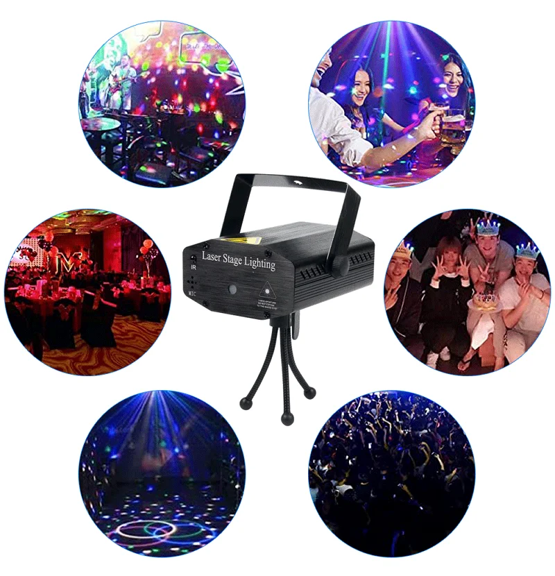 Portable Remote Control LED Stage Light Starry Sky Laser Projector Lights DJ Disco Lamp for Wedding Birthday Party Christmas