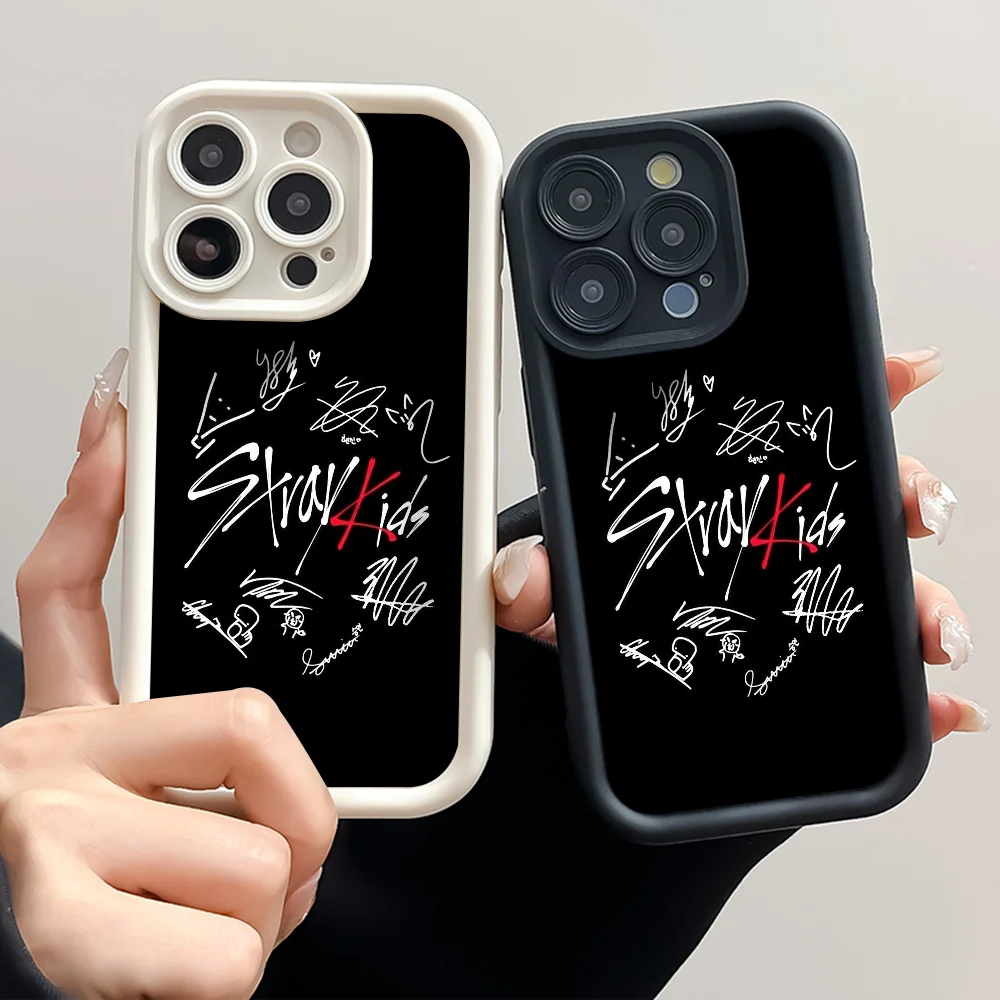 

1 шт. модный детский чехол для телефона Kpop S-Stray для iPhone 16 15 14 13 Pro Max 11 12 Plus, черный силиконовый чехол