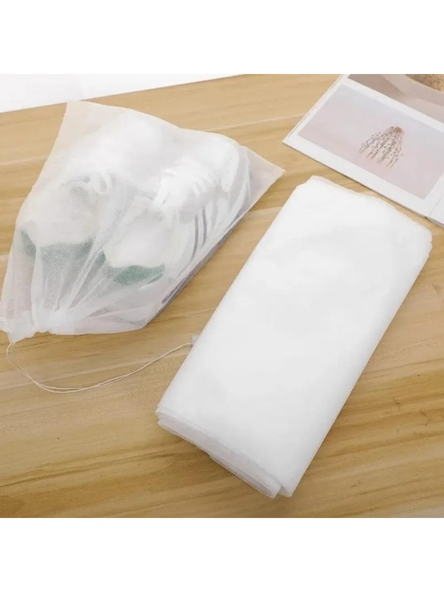 10pcs White Solid Color Drawstring Shoe Bag Dust Proof Storage Organizer For Travel