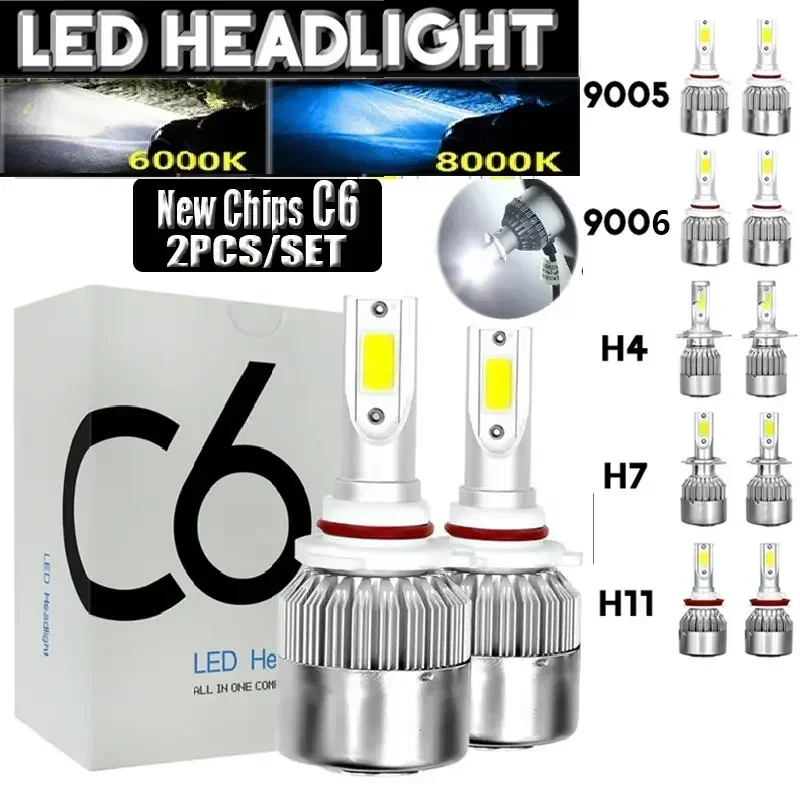 Car LED headlights H1 bulb H4 far and near integrated H7 ultra bright H11 modified 9005 headlights 9012 low beam high beam parts