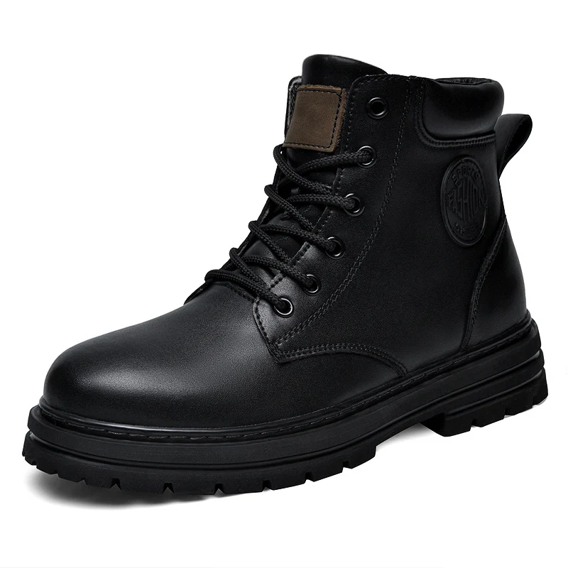 Winter Men Women Unisex Leather Yellow Boots Fashion British Style Work Shoes Autumn Big Size 49 50 Plush Warm
