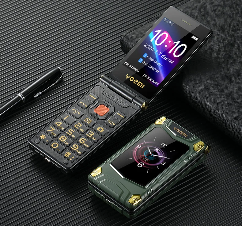 YEEMI M7+ Flip Mobile Phone LTE 4G Double Screen 2300 mAh MP3 MP4 Dual SIM Large Button SOS Quick Dialing Loud Sound CellPhone