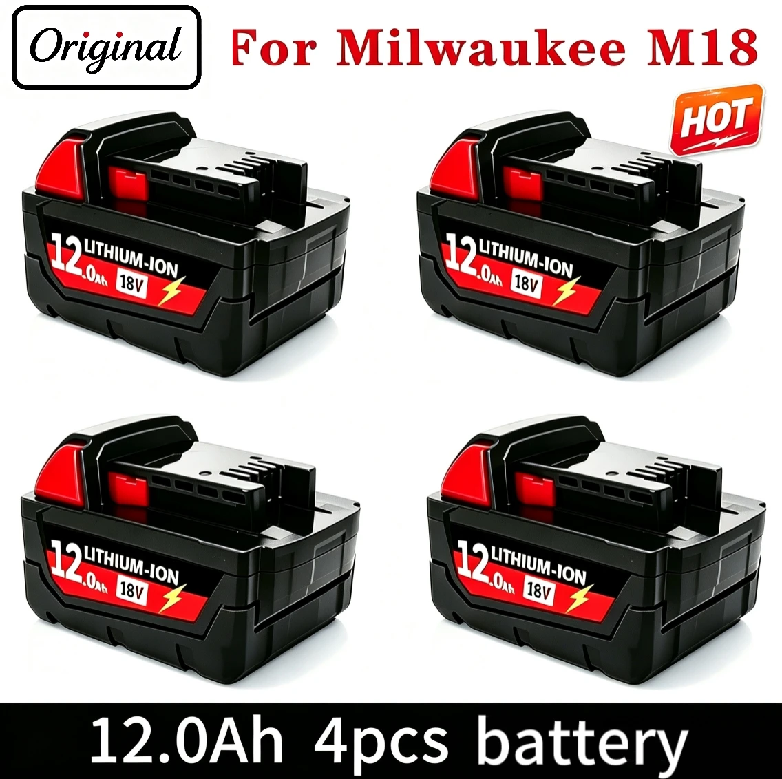 6.0Ah/9.0Ah/12.0Ah For Milwaukee M18 18V Replacement For Milwaukee M18B5 XC Li-ion battery 48-11-1815 2604-20 48-11-1850 charger