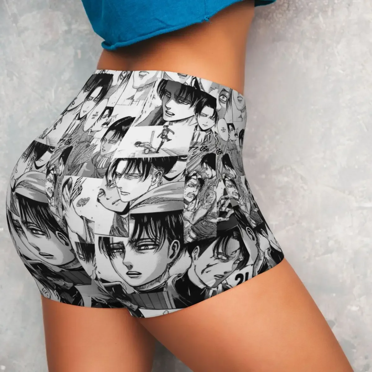 Custom Levi Ackerman Attack On Titan Yoga Shorts Women Gym Workout Running Athletic Volleyball Biker Shorts