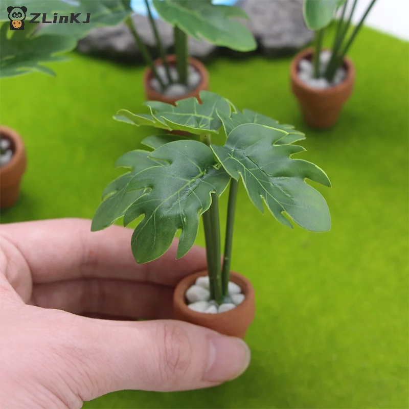 ▶ 1 個 1:12 ドールハウスシミュレーション緑の植物鉢植えモデル人形ホームリビングルームの装飾マイクロ風景庭のシーンの装飾品