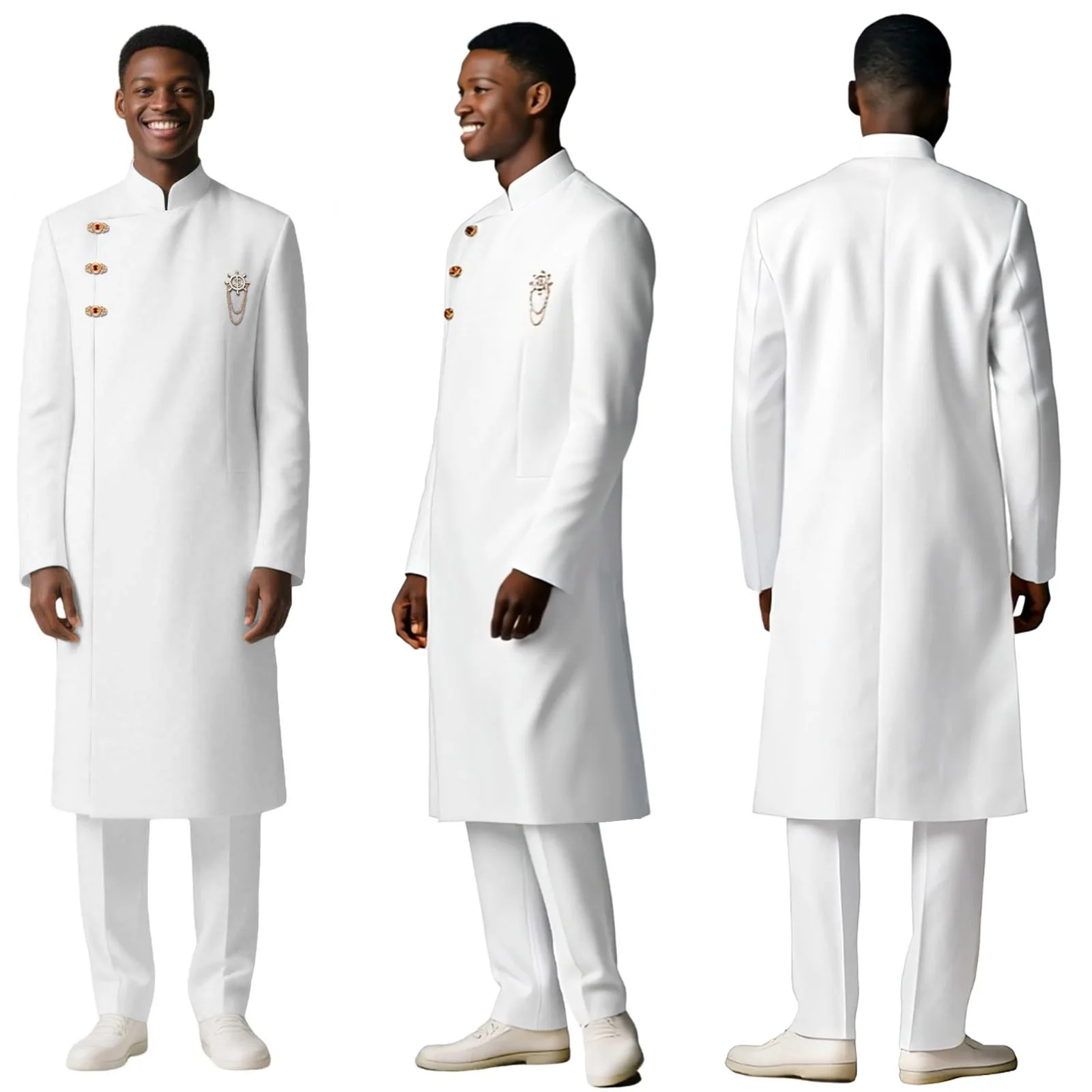 

DBQ мужской костюм Slim Fit из 2 предметов, однобортная брошь, деловые костюмы, блейзер + тонкие брюки для свадьбы, африканская одежда