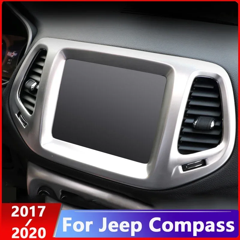 For Jeep Compass 2th 2017 2018 2019 2020 Carbon Car Navigation Map GPS Display Trims Frame Screen Cover Decorate Accessories