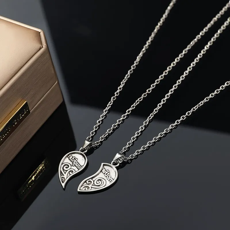 2 pezzi collana placcata argento antico alla moda madre bella figlia combinazione per amore genitore figlio stile gioielli