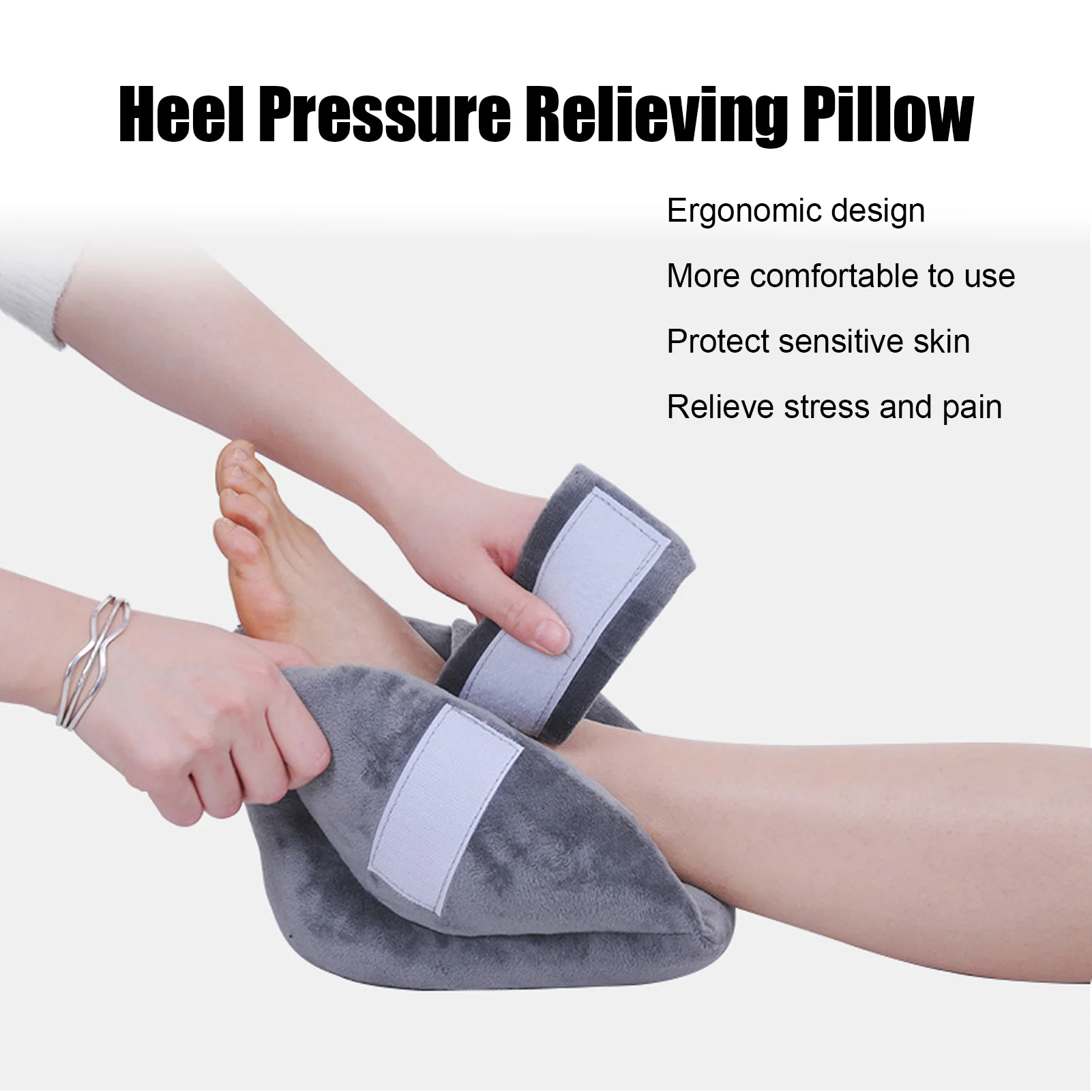 Heel Protector Pillow Heel Cushion Protector Pillow Keep Warm Relieve Stress Pain Adjustable Elastic Belt Heel Protector Cushion