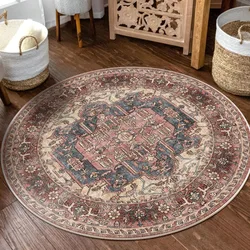 Foldable Machine Washable Vintage Round Living Room Carpet Decoration Coffee Tables Bedroom Plush Mat Fluffy Rug Ковер Tapis 러그