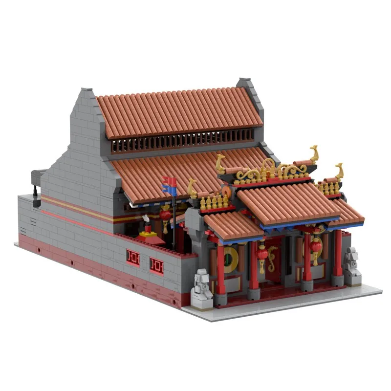 MOC Modular Chinese Style Temple Interior Decoration and Backyard Chinese Temple Building DIY Toy Birthday Gift Ornaments