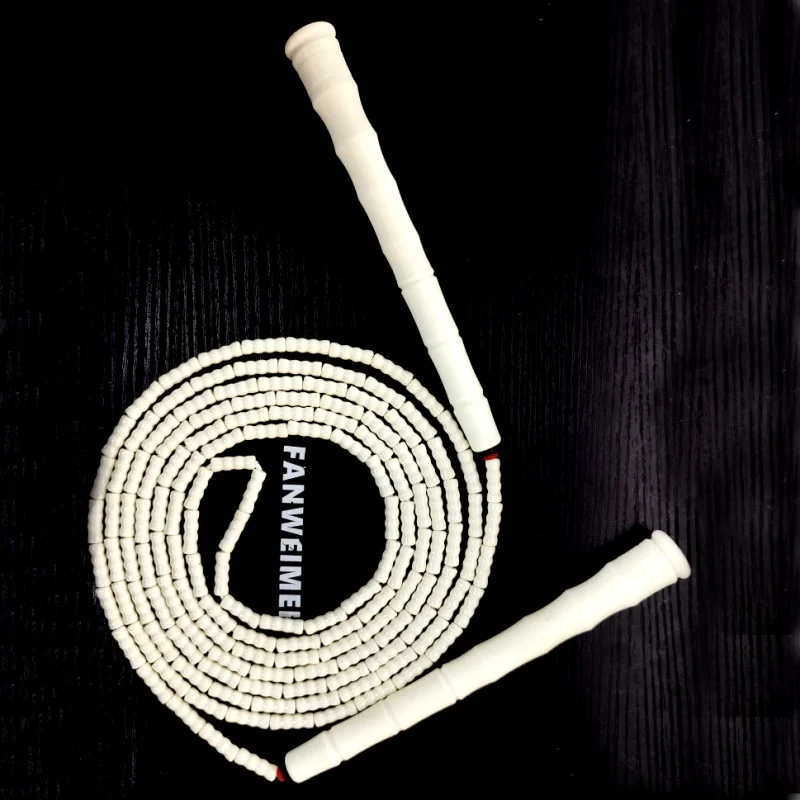 NEVERTOOLATE NO LOGO PVC beads long handle PURE BLACK BEADED ROPE 3 meter skipping rope soft PVC beads adult skill tricks