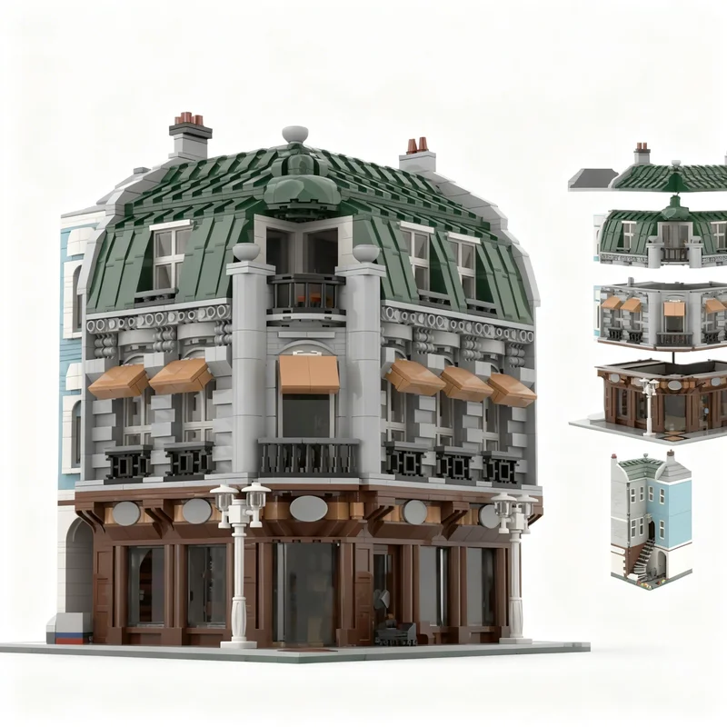 3656pcs MOC Modular Streetscape Hairless Flagship Store Corner Building Model Building Blocks Architecture Christmas Gifts Toys