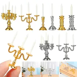 1:12 Scale Dollhouse Candle Holder Miniature Candlestick Doll Accessory Mini Desktop Ornament Playing House Scene Model Kids Toy