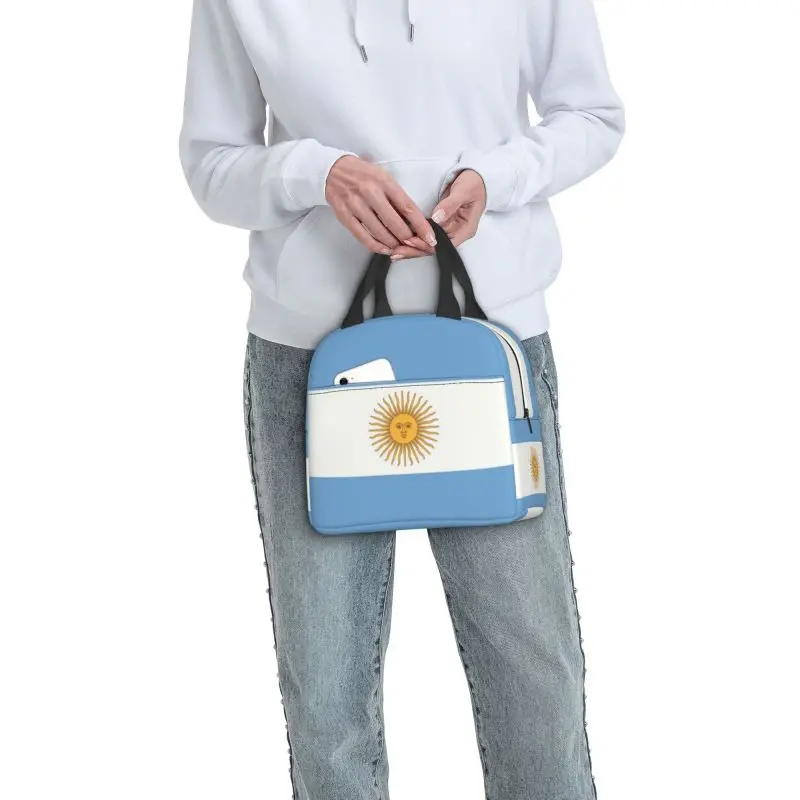 Flag Of Argentina Insulated Lunch Bag for School Office Portable Thermal Cooler Bento Box Women Kids