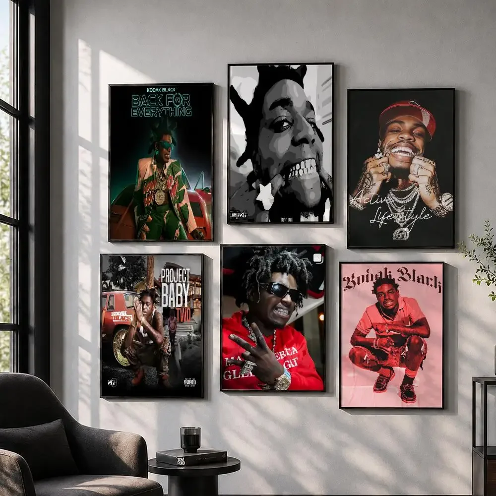 POP Rapper K-Kodak B-Black Poster Peel And Stick Wall Art Print Aesthetic Home Decor For Bedroom Living Room Hallway Easy Apply