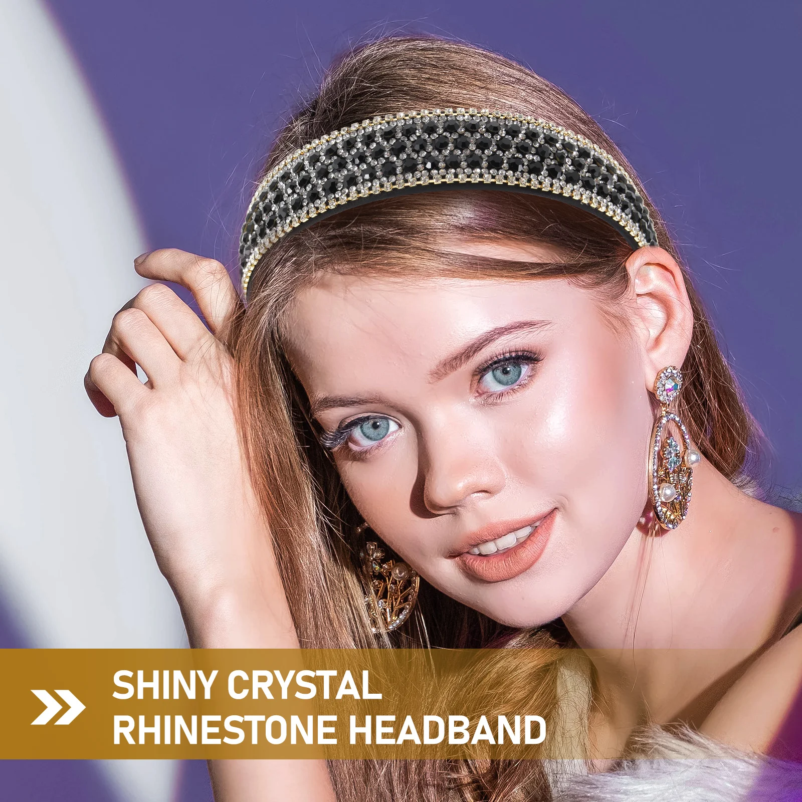 

Shiny Rhinestone Headband Anti-Slip Hair Band For Women Glitter Crystal Headbands Bridal Wedding Party Accessory Hair Styling