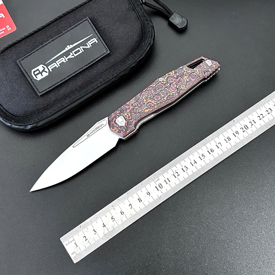 Limited Edition ARKONA Buran M390 Folding Knife EDC Ceramic Ball Bearing Titanium Carbon Fiber Handle Outdoor Hiking