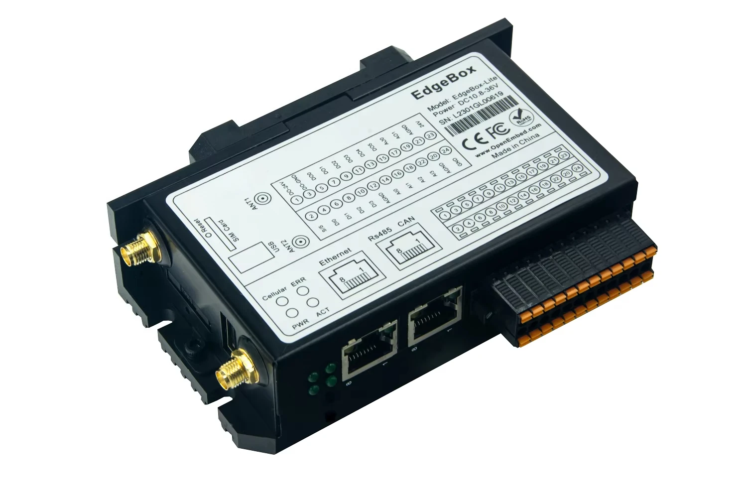 Custom Plc Control Panel Edgebox-Lite ESP32-S3  CAN BUS RS485 4x Analog Input / 2x Analog Output PLC Programming Controller