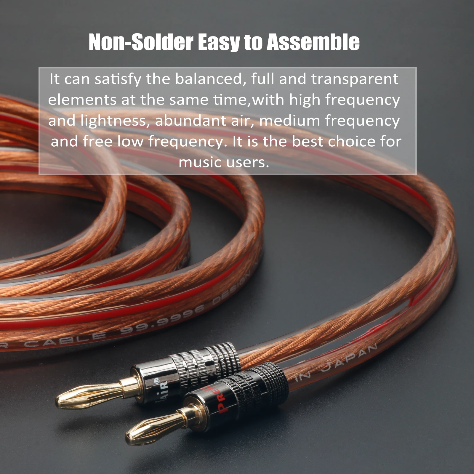 2 mm Kupferdraht, vergoldeter Bananenstecker, Lautsprecherkabel, geflochtener Draht, Steckverbinder – Detail 4