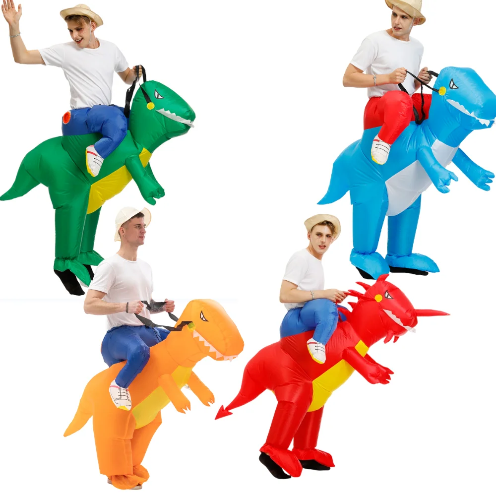 Inflatable Dinosaur Costume Adult - 大人用恐竜の着ぐるみ、ハロウィンパーティー、カーニバル、誕生日などに最適な、空気で膨らませるタイプのT-Rexコスチューム。