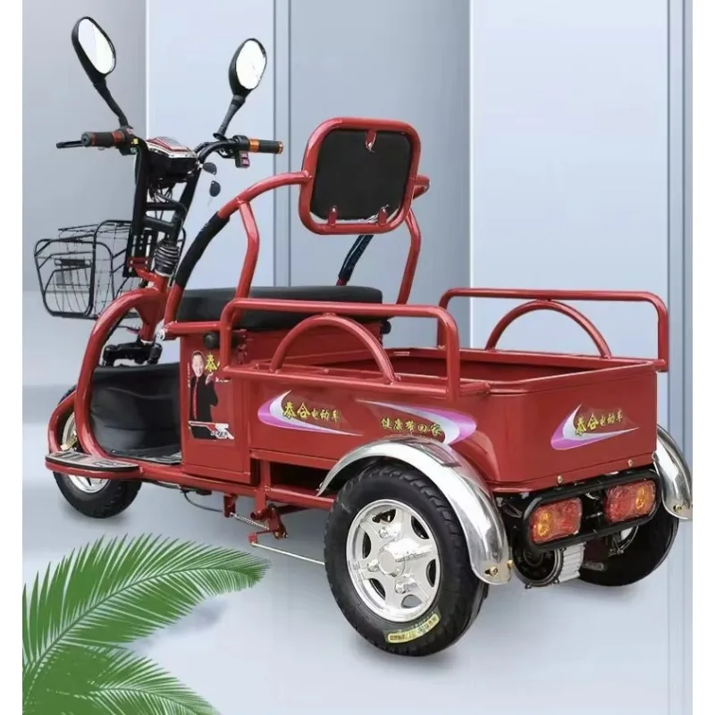 Spacious Storage 60V 20A Lead-acid Battery Dual Drive Electric Three-wheeler for Seniors Loading Steel/Plastic 1-Year Warranty