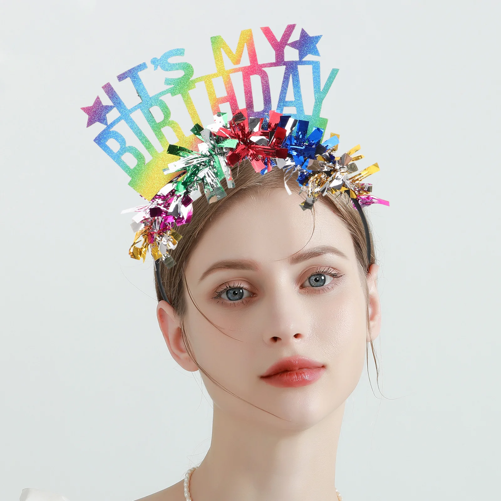 عصابة رأس ملونة لامعة لعيد الميلاد، عصابة رأس على شكل تاج لعيد ميلادي لديكورات الحفلات، الاحتفالات السعيدة للبالغين
