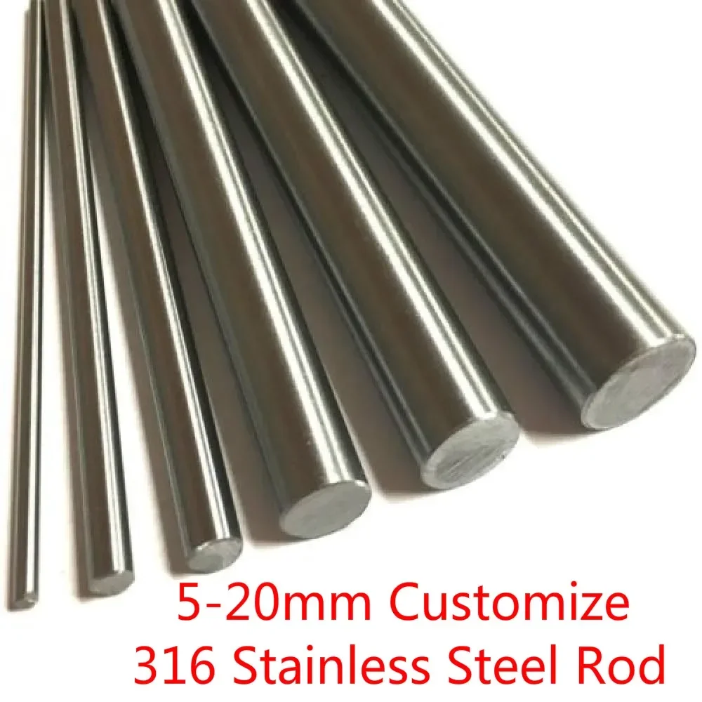 4pc 316 Stainless Steel Rod Bar Shaft Round 5mm 6mm 7mm 8mm 10mm 12mm M15 M16 Shaft Stock Linear Bars Ground Stock 400/500mm