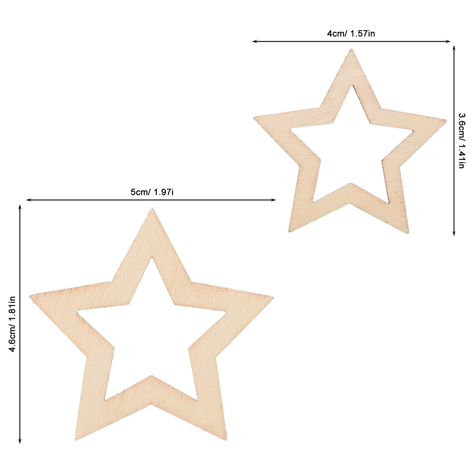 110Pcs Rustic Wood Star Slices Unpainted Star-Shaped Craft Ornaments for Christmas Party Valentines Day DIY Wall Decor Wood Art