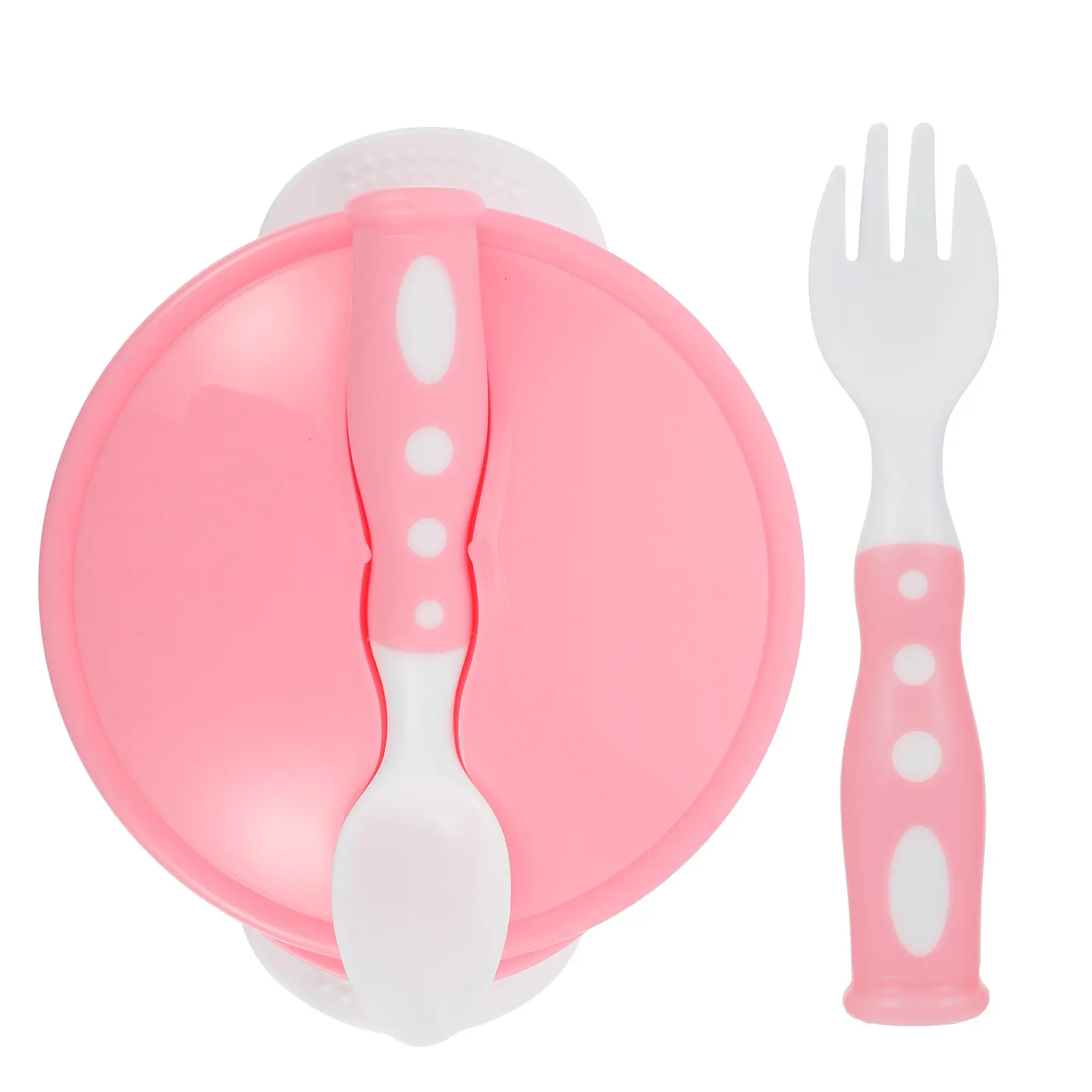 1Set Premium Silicone Baby Feeding Bowl Set with Extra Large Suction Cup Anti Slip Toddler Bowl Fork Spoon Bright