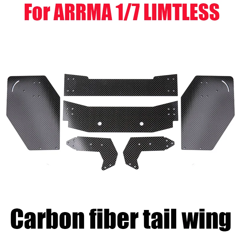 Carbon Fiber Tail Wing with Linkage/without Linkage Model Car for 1/7 ARRMA LIMTLESS Model RC Truck Car