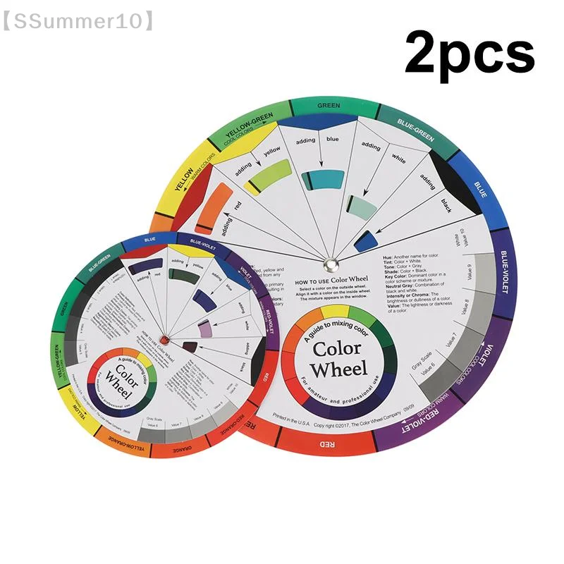 【SSummer10】2Pcs Three Tier Rotating Color Card Wheel - Mix Guide for Nails Microblading Tattoo Makeup Supplies【SS】
