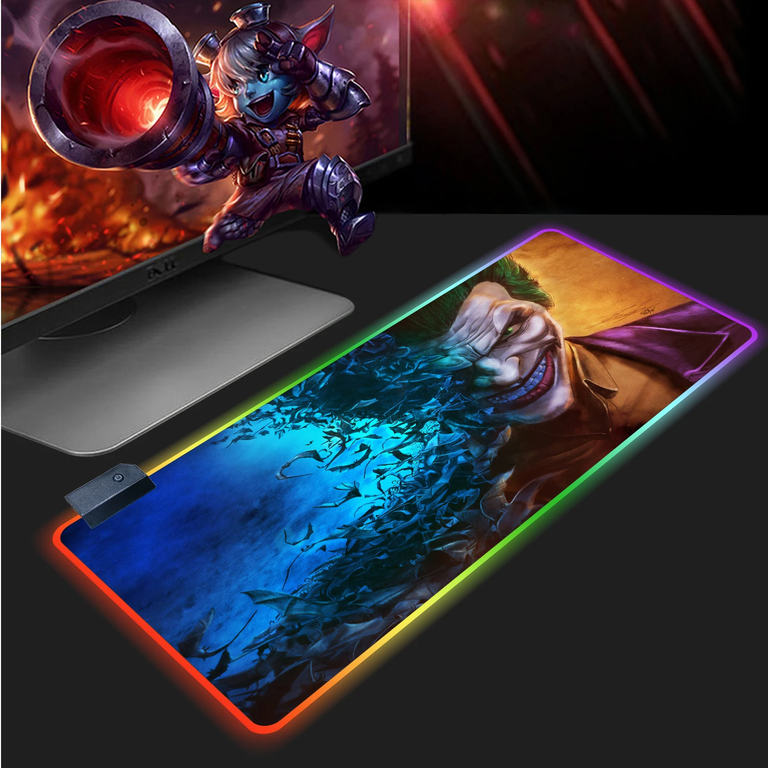 

RGB Gaming Mouse Pad J-Joker Large PC Computer Desk Mat Non-Slip Base Keyboard Pad LED Lighted Big Game Mousepad