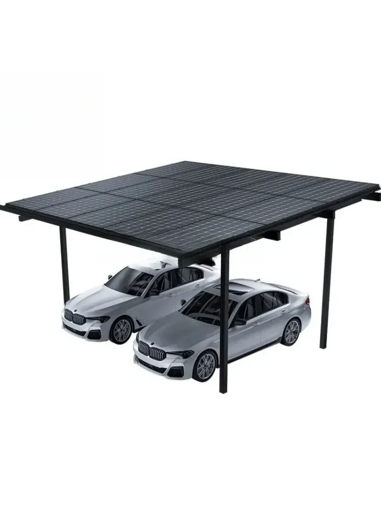 Wasserdichtes Solar-Carport-System aus Aluminiumlegierung, bodenmontiert, für Photovoltaik-Parkplätze und private Solaranwendungen.